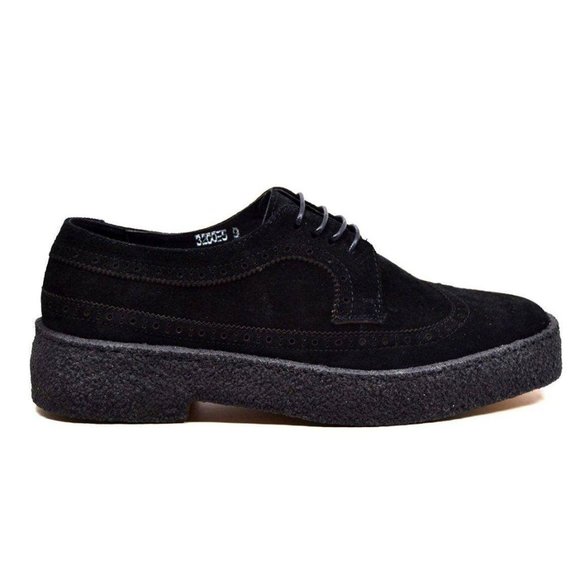 British Walkers Men's Wingtips Low Cut Suede Black